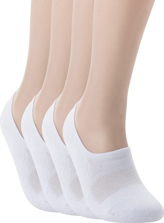 Pro Mountain No Show Socks Men Wide Toe Box For Health Y Heel Forefoot Size XL White 4 Pack Cotton Cushion Footies Sneakers Loafer Workout Running - Image 1